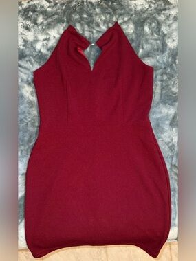 Lulus Sleeveless Burgundy Halter Bodycon Dress